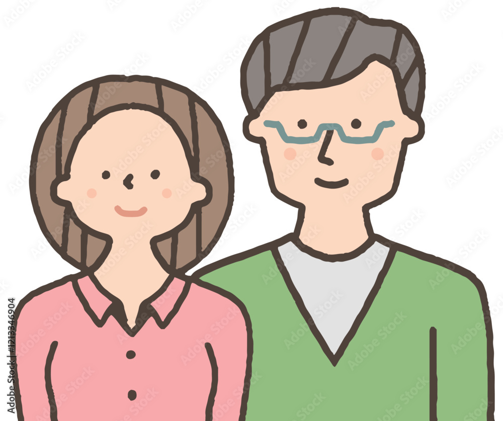 正面を向く若い男女 正面を向く若い男女