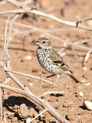 Fawn colored lark (Mirafra africanoides), Kalahari, South Africa photo