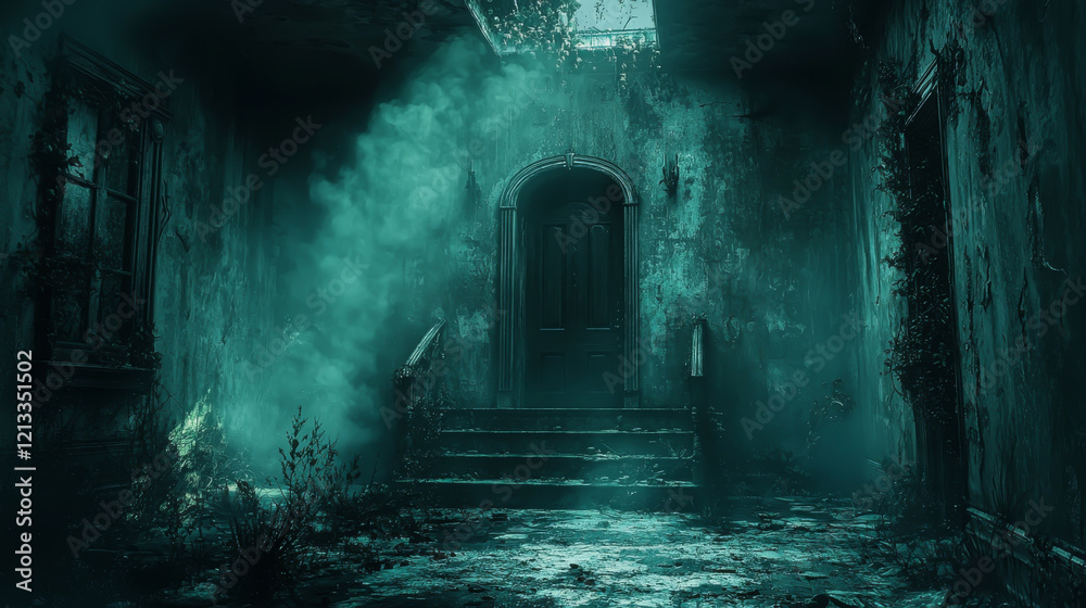 Fototapeta premium A Dark Hallway in a Haunted Abandoned Mansion