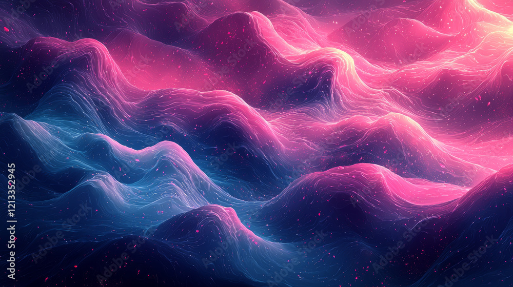 Fototapeta premium Abstract Pink and Blue Swirling Mountain Landscape