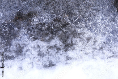 水たまりに出来たデザイン的な雪氷模様