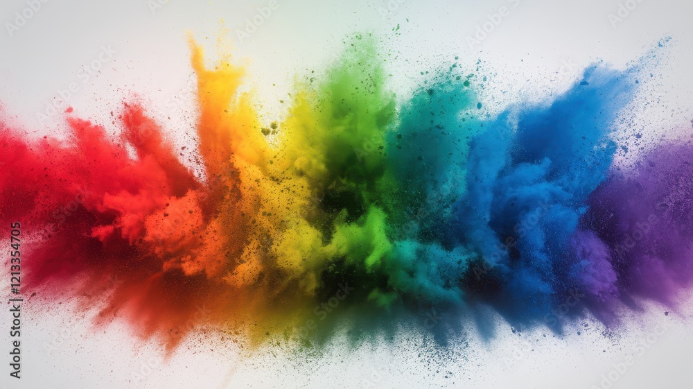 A vibrant burst of colorful powder in red, orange, yellow, green, blue, and purple creates an energetic and dynamic visual impact. A vibrant burst of colorful powder in red, orange, yellow, green, blue, and purple creates an energetic and dynamic visual impact.