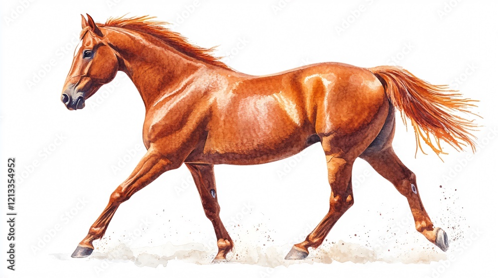 Obraz premium Stunning Purebred Red Horse on White Background for Equestrian Design Projects