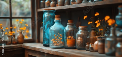 A man sculpts a clay vase on a potter’s wheel in a rustic studio, surrounded by shelves of finished pottery. The scene reflects creativity, craftsmanship, and the timeless art of pottery-making. photo