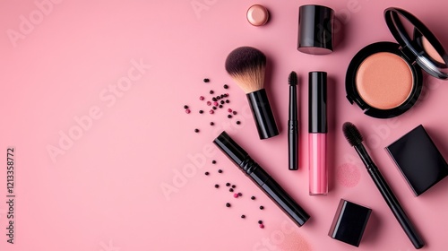 Pink Beauty Makeup Products Flatlay