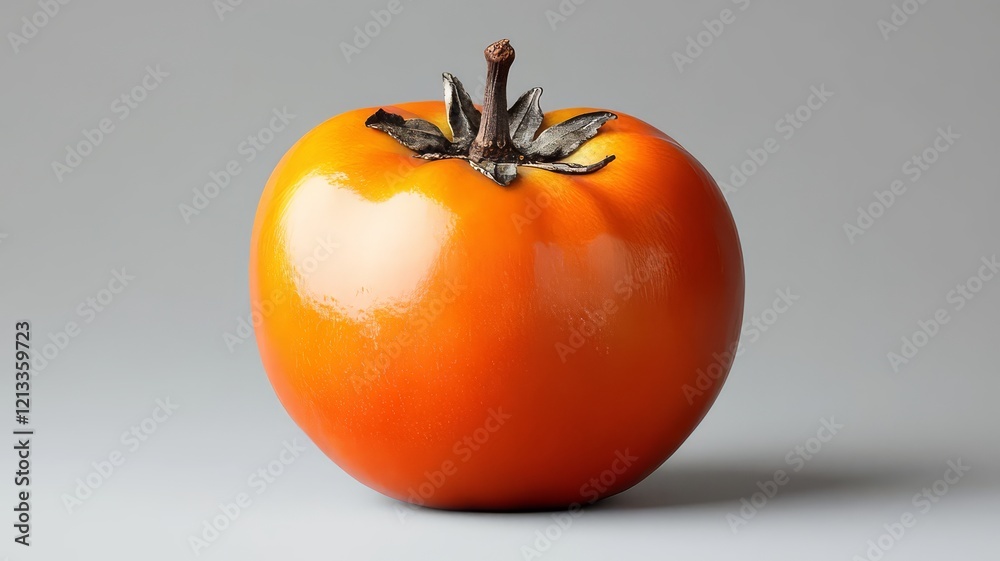 Vibrant ripe persimmon on a minimalist background, showcasing its glossy texture and rich color, perfect for health and culinary-themed projects. Vibrant ripe persimmon on a minimalist background, showcasing its glossy texture and rich color, perfect for health and culinary-themed projects.