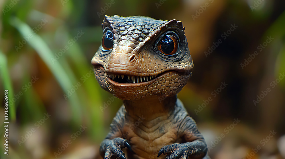 Obraz premium Adorable baby T-rex with a friendly expression 