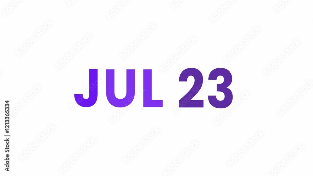 23rd July calendar icon animation. Alpha matte with transparent background 4K resolution. 23rd July calendar icon animation. Alpha matte with transparent background 4K resolution.