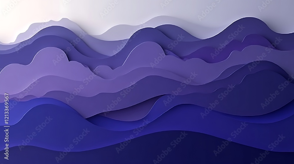 Fototapeta premium Abstract Layered Purple Blue Wave Landscape Design