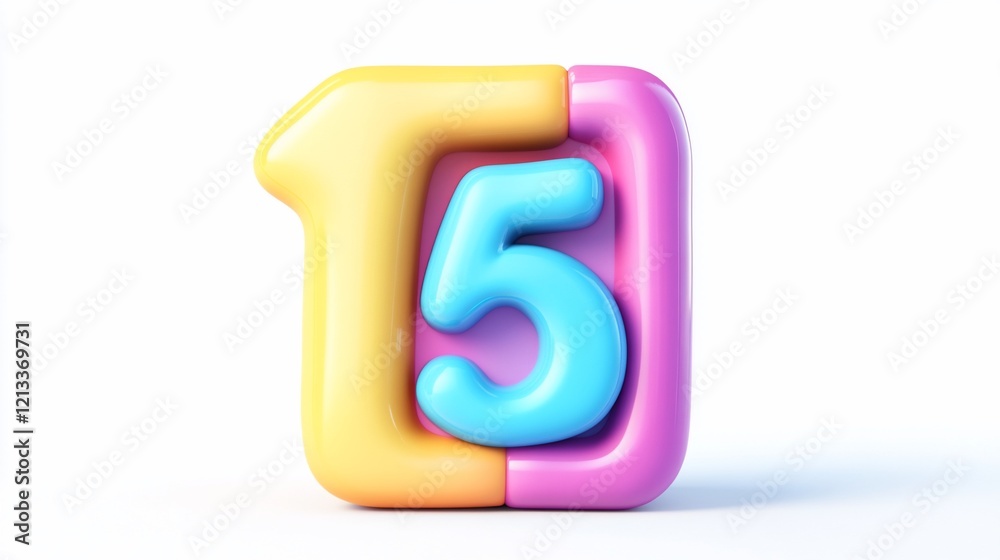 Colorful 3D rendering of number fifteen, isolated on white background. Colorful 3D rendering of number fifteen, isolated on white background.