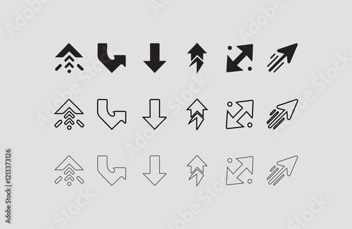 Arrow Line Designs for Speed and Direction Concepts Arrow Graphics for Motion and Navigation Design