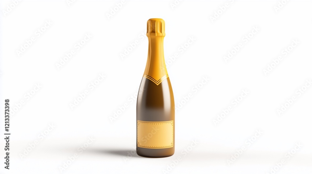 Single champagne bottle with blank label on white background. Single champagne bottle with blank label on white background.