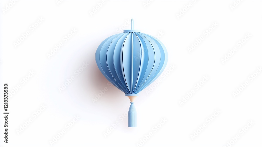 Obraz premium Light blue paper lantern, isolated on white background.