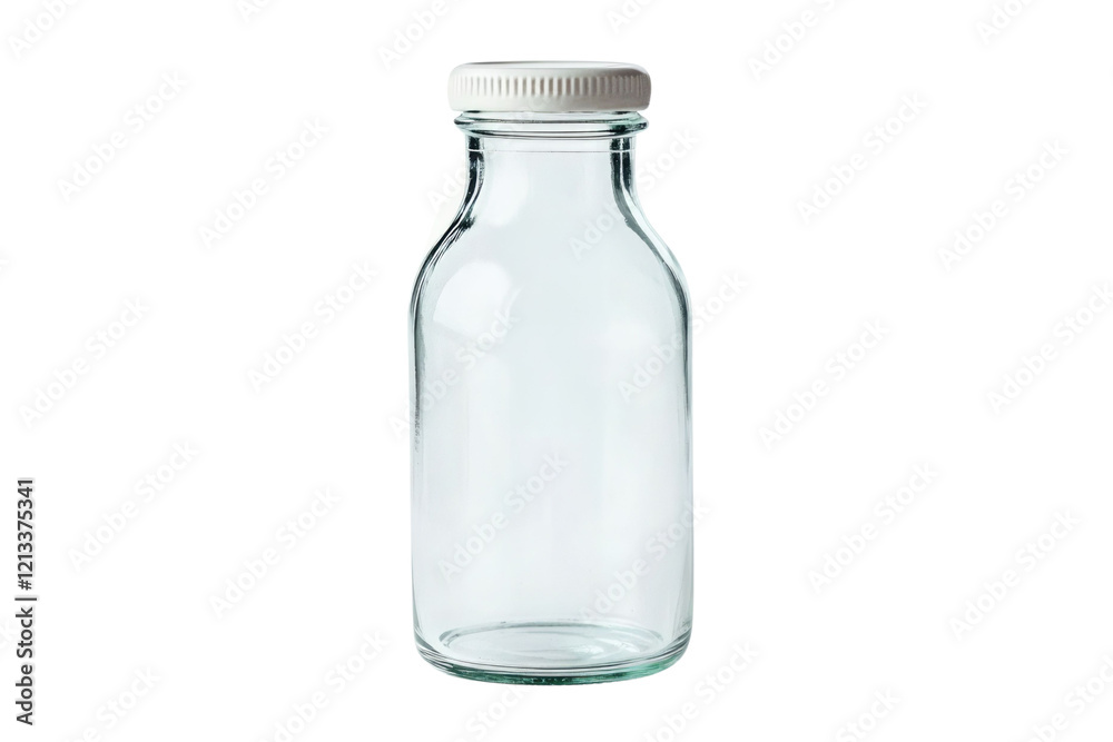 One empty glass jar isolated on white PNG One empty glass jar isolated on white PNG