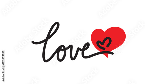 Simple and Sweet, A Handwritten "Love" with a Heart, Expressing Affection and Romance