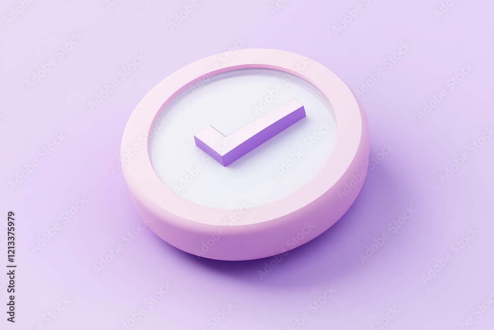 3D render of a pastel pink checkmark icon. 3D render of a pastel pink checkmark icon.
