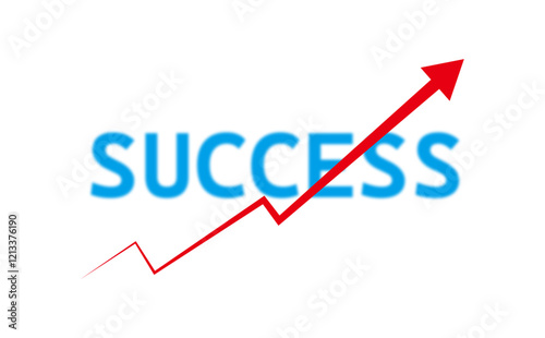 右肩上がりに伸びる赤い矢印と、成功（SUCCESS）の文字で、時間の経過とともにビジネスで成功を収めるイメージのロゴマーク