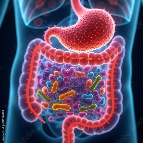 artistic gut microbiome bacteria digestion