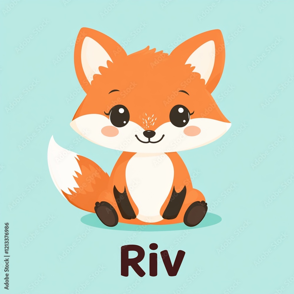 Obraz premium Cute cartoon fox illustration.