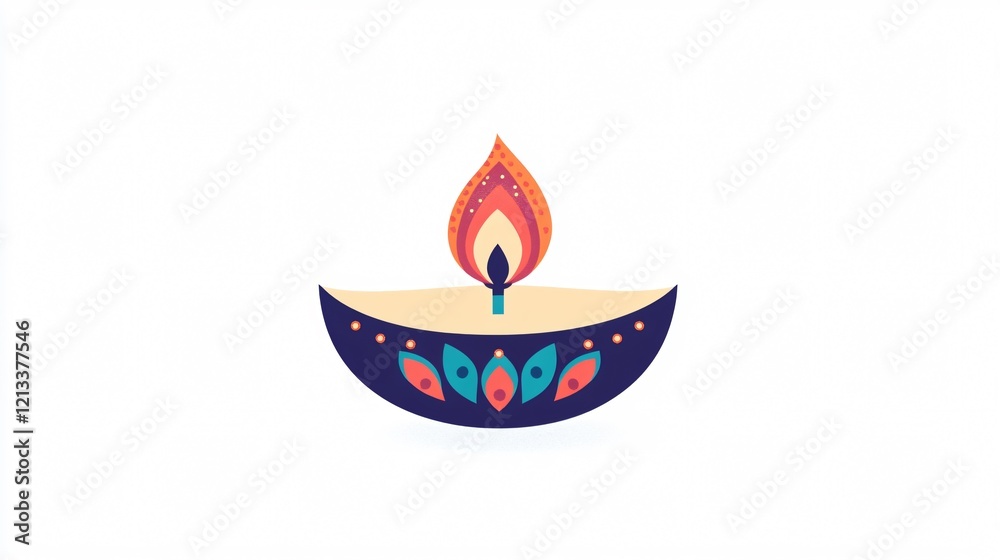 Diwali Lamp Icon: Symbolic Festive Hindu Light Isolated on White Diwali Lamp Icon: Symbolic Festive Hindu Light Isolated on White