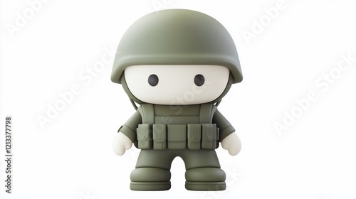Wallpaper Mural Cute 3D cartoon soldier model in green uniform and helmet. Torontodigital.ca