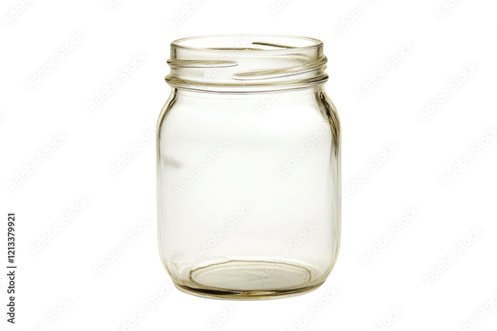 One empty glass jar isolated on white PNG One empty glass jar isolated on white PNG