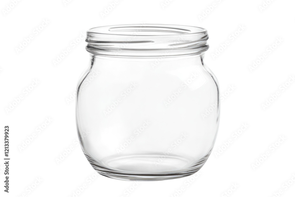 One empty glass jar isolated on white PNG One empty glass jar isolated on white PNG