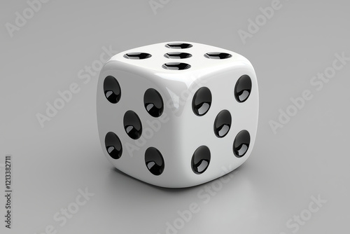 A single white die shows the number five