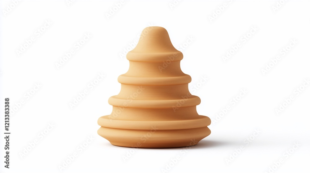 Abstract beige conical shape, layered design, 3D render. Abstract beige conical shape, layered design, 3D render.