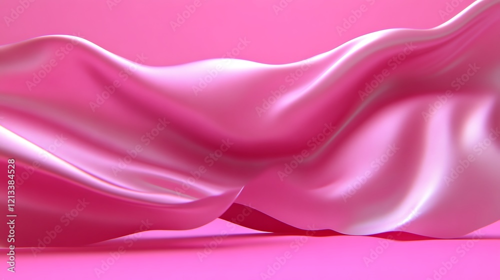 Obraz premium Abstract Pink Fabric Draped Softly on Pink Background