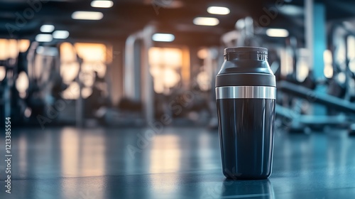 Gym Shaker Bottle In Fitness Center Background