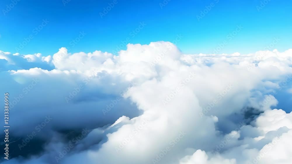 floating through the serene sky with soft fluffy clouds