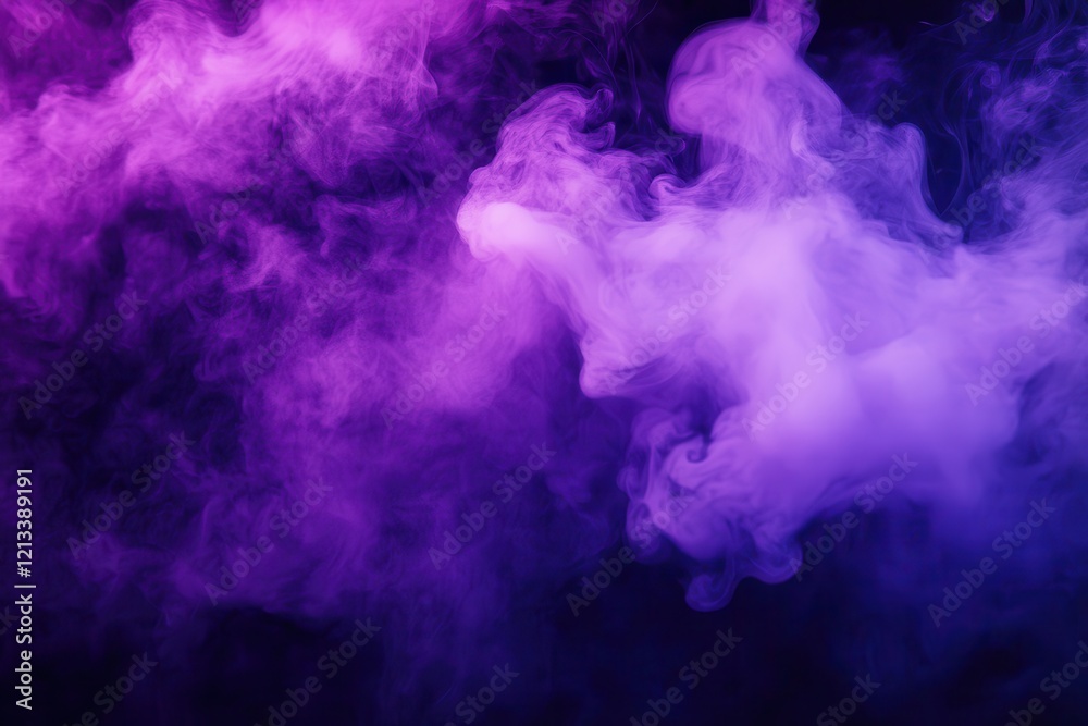 Fototapeta premium Abstract purple and pink smoke swirls on black. Ideal for backgrounds, designs, or mystic themes.