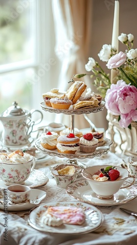 Wallpaper Mural Elegant Afternoon Tea Party With Delicious Cakes and Pastries Torontodigital.ca