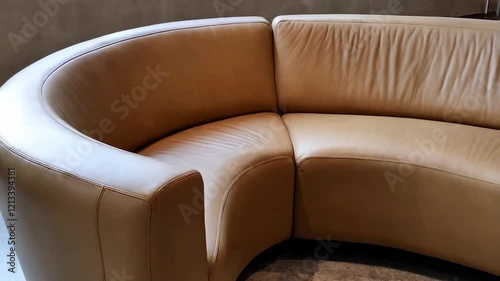 Elegant Beige Leather Sofa in Modern Interior