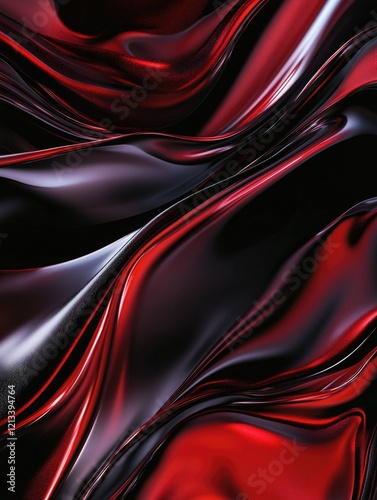 Abstract Art with Red and Black Streams