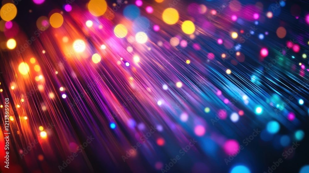 Fototapeta premium Vibrant streaks of light, bokeh effect, colorful. Ideal for celebratory, energetic, or tech designs.