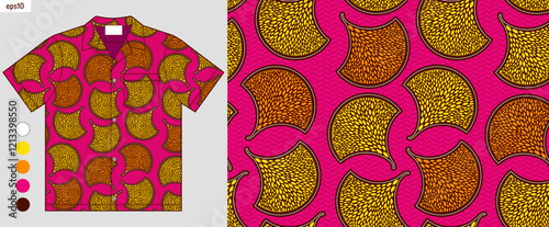Elegant African tribal seamless floral pattern with abstract leaves for shirt mockups, traditional textile art, and fashion fabric, luxury vector design for screen printing, not AI-generated