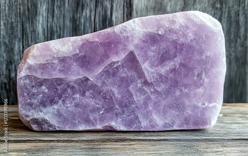 Smooth soft lavender lepidolite conveys gentle calm in realistic style