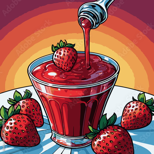 strawberry flavored syrup vector for graphic design needs 