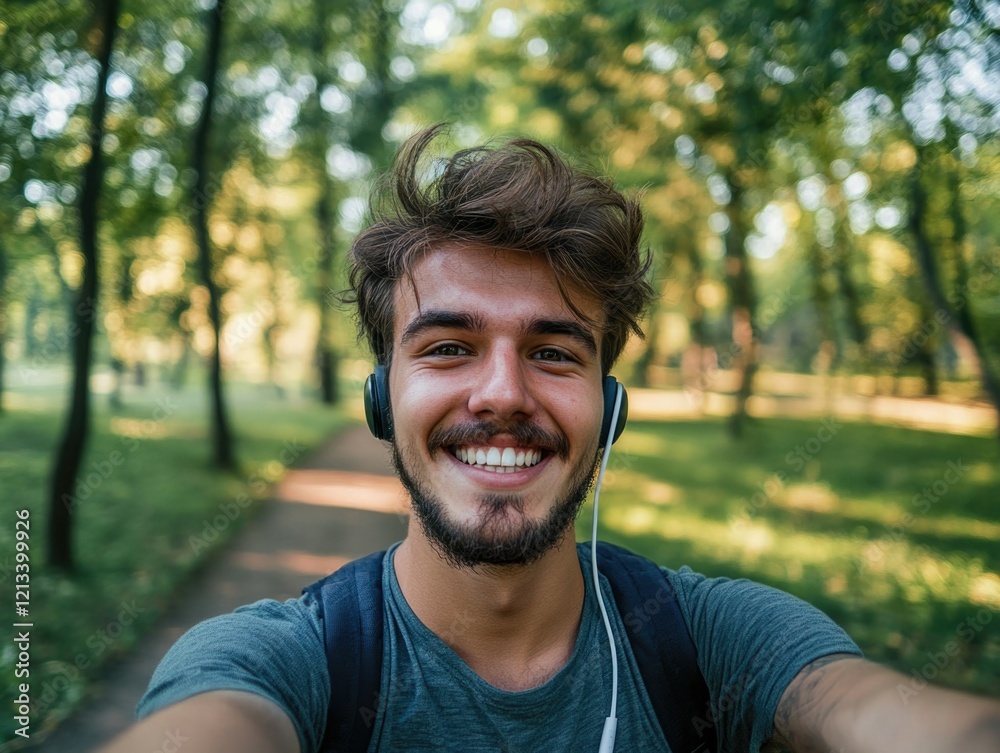 Smiling Traveler in Park Smiling Traveler in Park