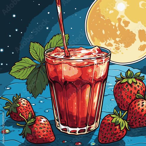 strawberry flavored syrup vector for graphic design needs 