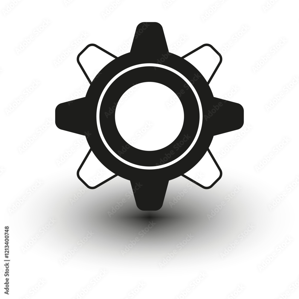 Gear wheel symbol. Mechanical cog shape. Minimal vector illustration. Black modern design. Gear wheel symbol. Mechanical cog shape. Minimal vector illustration. Black modern design.