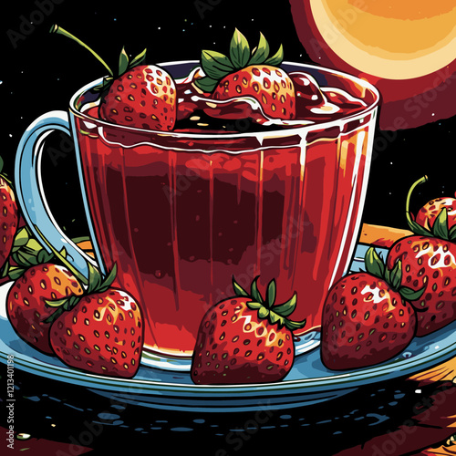 strawberry flavored syrup vector for graphic design needs 