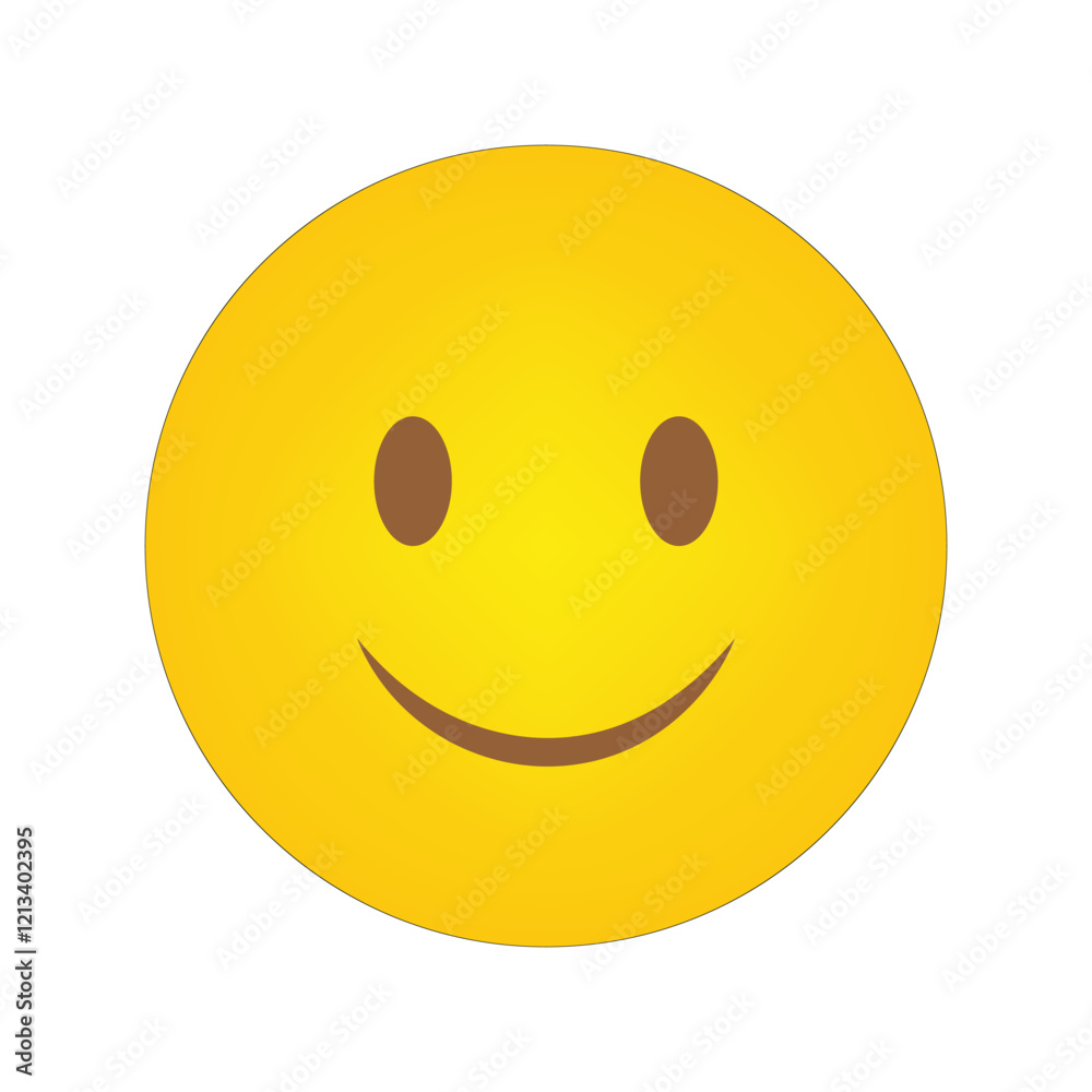 Fototapeta premium Smiling emoji icon. Happy yellow face. Bright circular symbol. Cheerful facial expression.