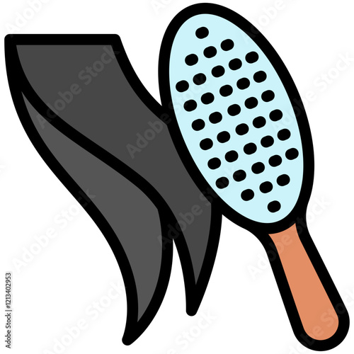 Comb lineal flat color icon, use for UI, UX, app and web development, digital or print. for beauty, personal care, body treatment.