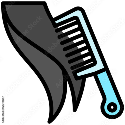Comb lineal flat color icon, use for UI, UX, app and web development, digital or print. for beauty, personal care, body treatment.