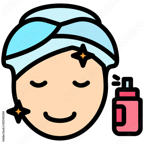 Skin Toner lineal flat color icon, use for UI, UX, app and web development, digital or print. for beauty, personal care, body treatment.