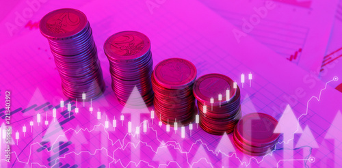 Stacks of coins on diagrams...