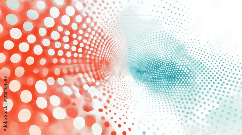 Dynamic red and blue dot pattern in abstract tunnel design Dynamic red and blue dot pattern in abstract tunnel design
